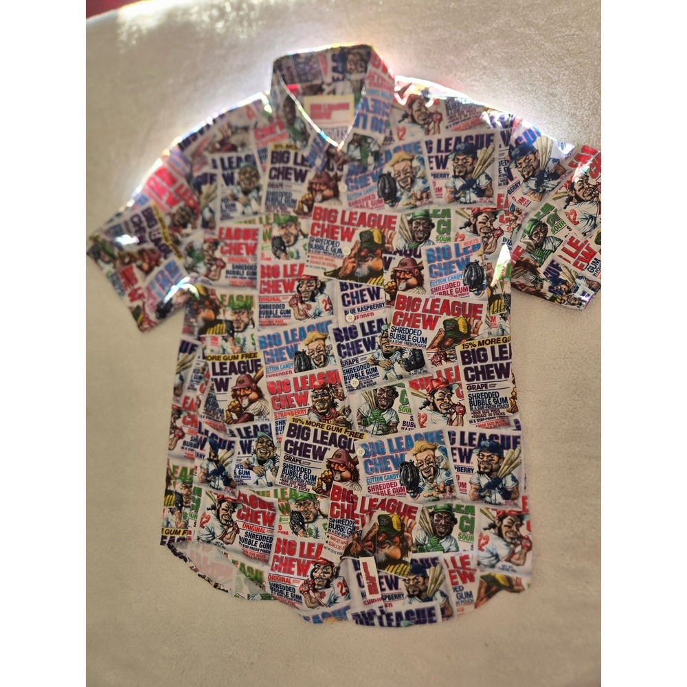 RSVLTS Big League Chew KUNUFLEX Short Sleeve Button Down Shirt Mens Small